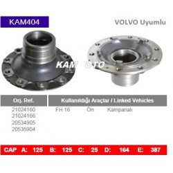 KAM404 Volvo Uyumlu 21024160 21024166 20534905 20535904 FH16 Ön Kampanalı Tip Porya Wheel Hub