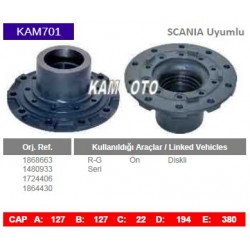 KAM701 Scania Uyumlu 1868663 1480933 1724406 1864430 R G Seri On Diskli Tip Porya Wheel Hub