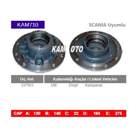 KAM710 Scania Uyumlu 337563 Dingil Kampanalı Tip Porya Wheel Hub