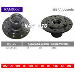 KAM6002 Setra Uyumlu K31511303 317 On Diskli Tip Porya Wheel Hub